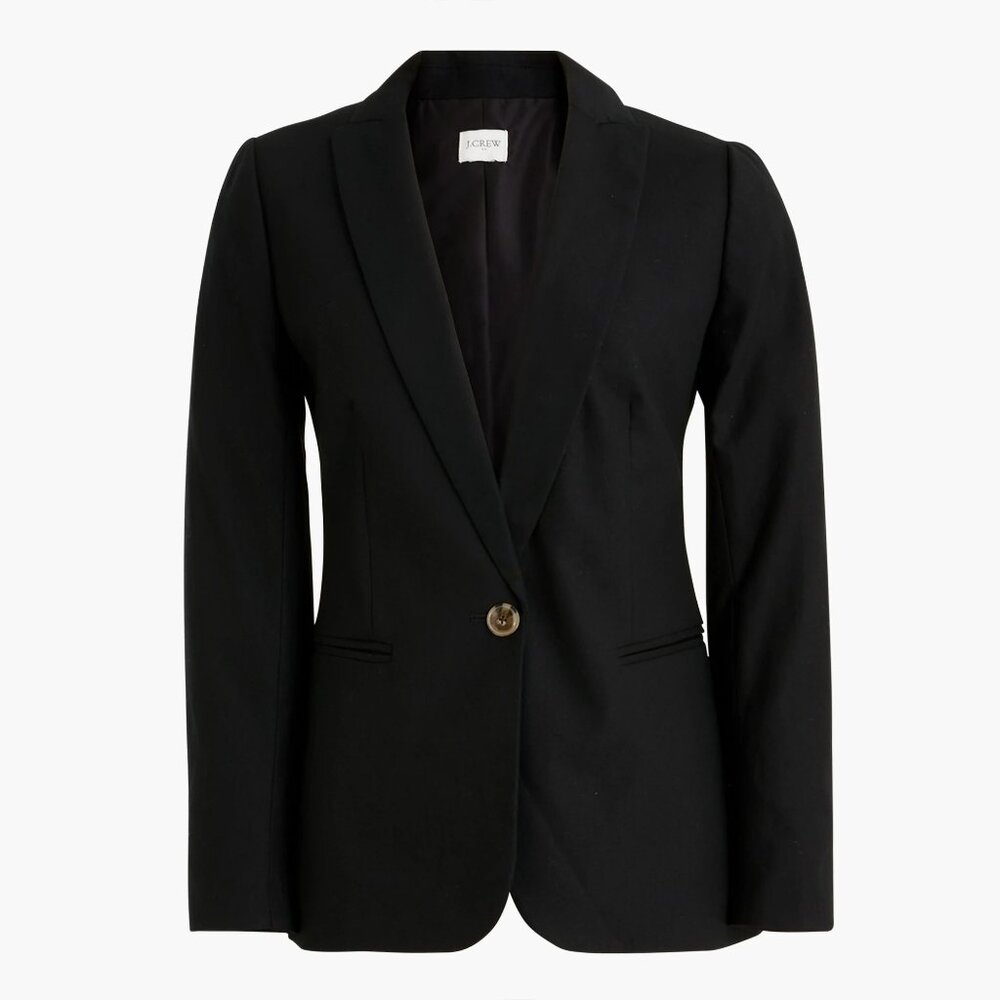 JCrew Factory Linen-blend Holland blazer Item AL222 Size 14 Black - Picture 4 of 7